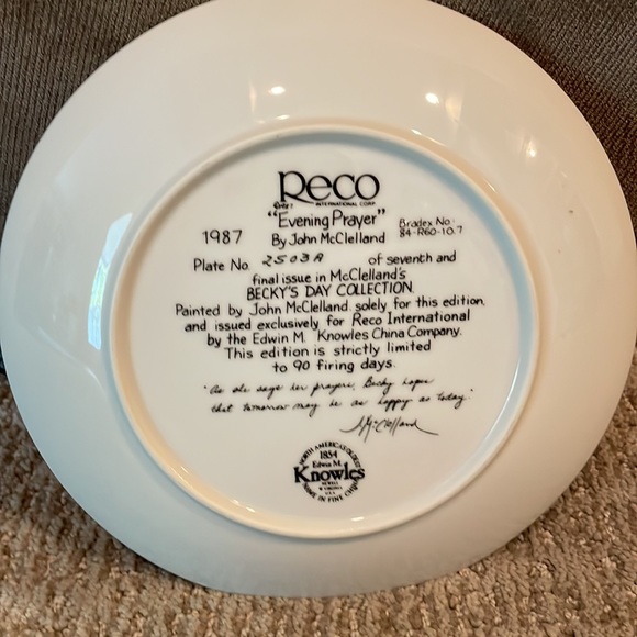 Reco International Corp. “Evening Prayer” 1987 Plate by John McClelland - Picture 2 of 5